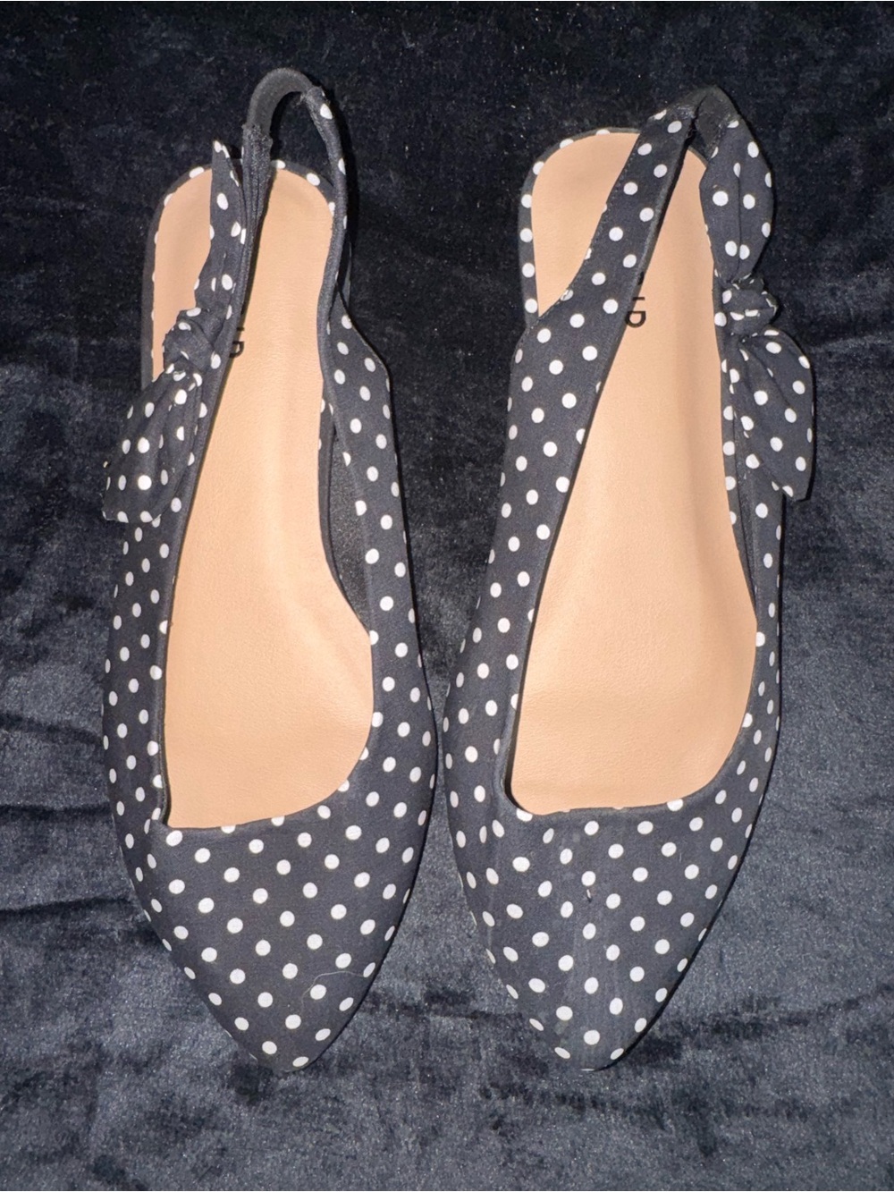 torrid Black and White Polka Dot Pointed Slingback Flats NWOT